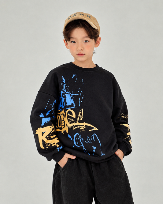 Black Graffiti Kids' Sweatshirt