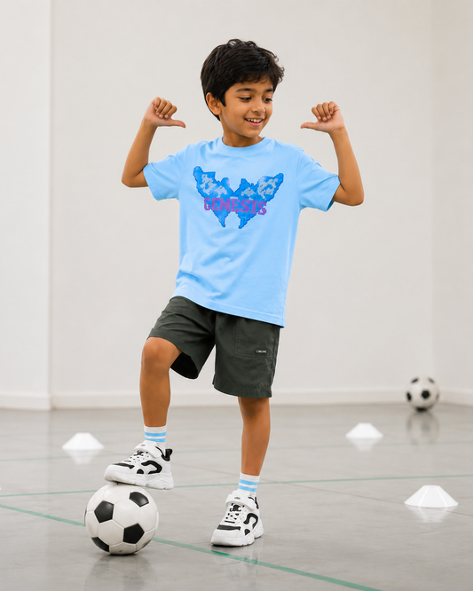 Genesis Butterfly – Sky Blue Kids’ T-Shirt