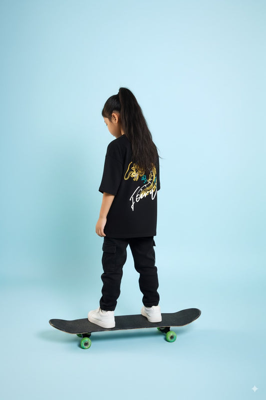 Black Fire Dragon- Kids' T-shirt