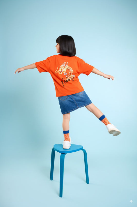 Orange Fire Dragon- Kids' T-shirt