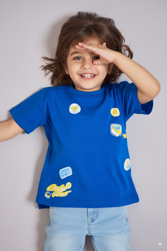 Royal blue Patchwork –Kids’ T-Shirt