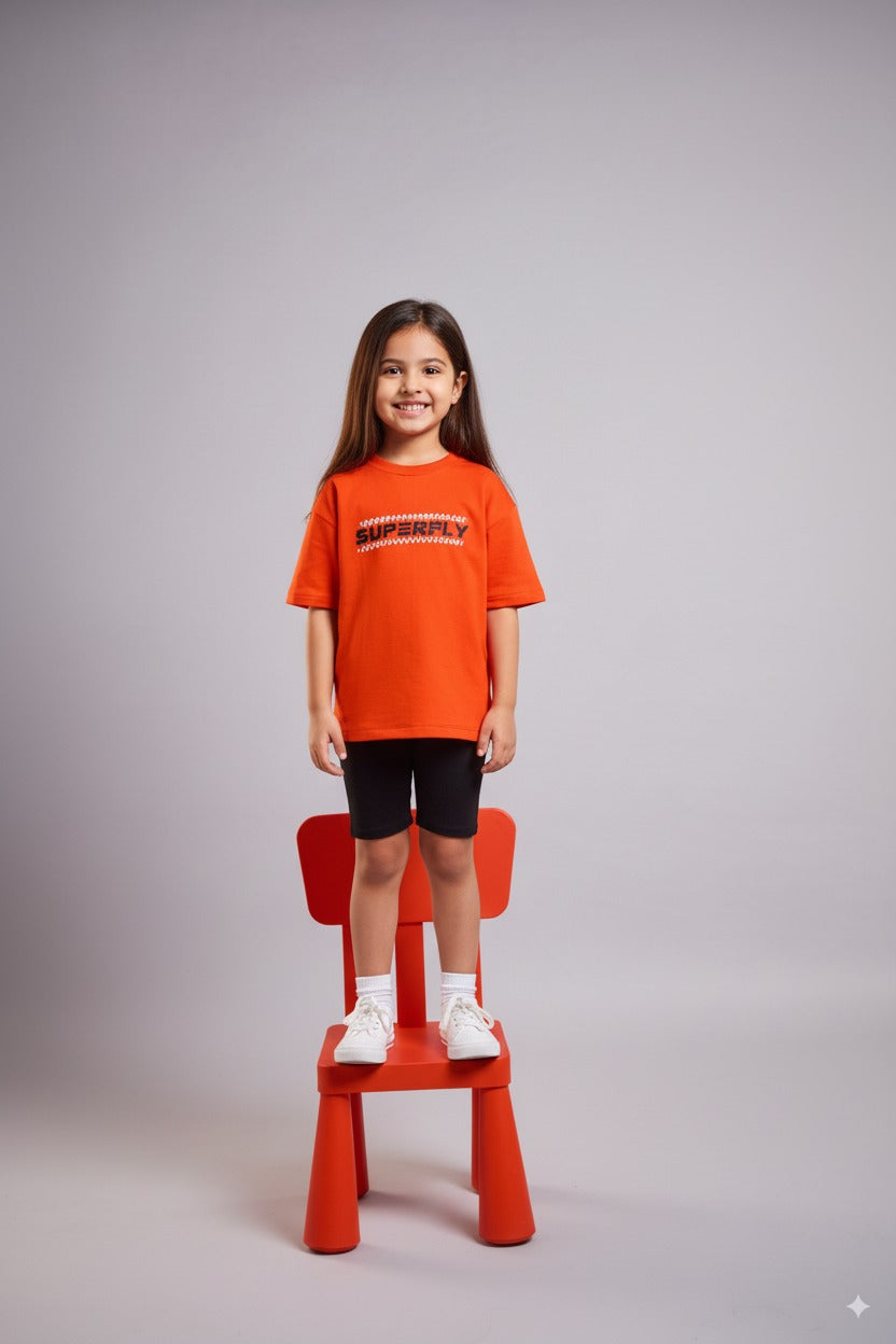 Orange Superfly –Car Print Kids' T-Shirt