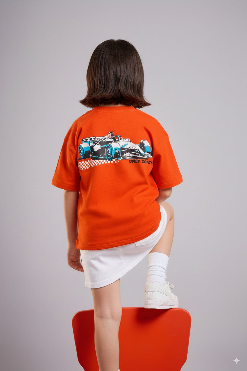 Orange Superfly –Car Print Kids' T-Shirt