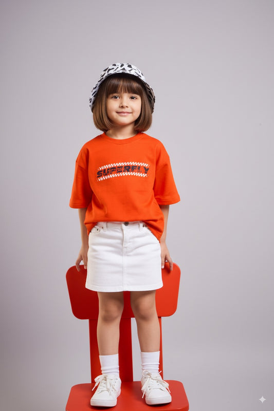Orange Superfly –Car Print Kids' T-Shirt