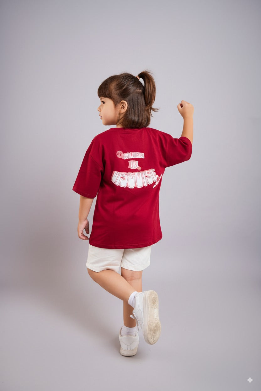 Alien in Disguise – Maroon Kids’ T-Shirt