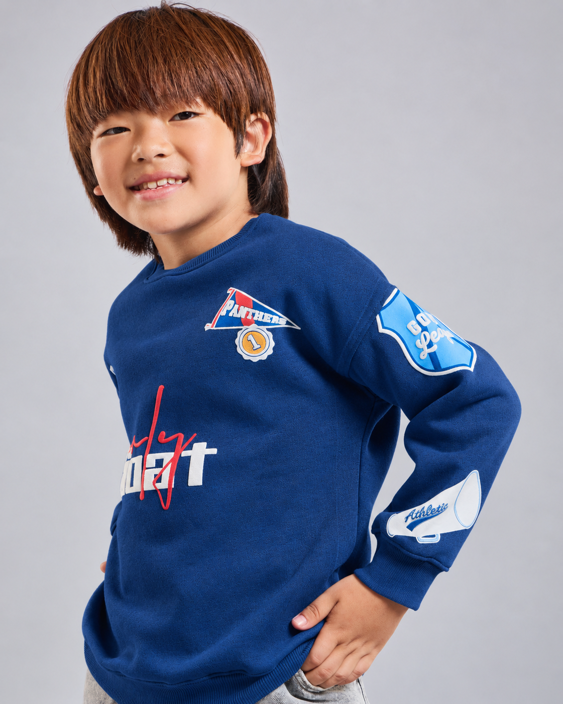 Royal Blue Patchwork Kids' Sweatshirt