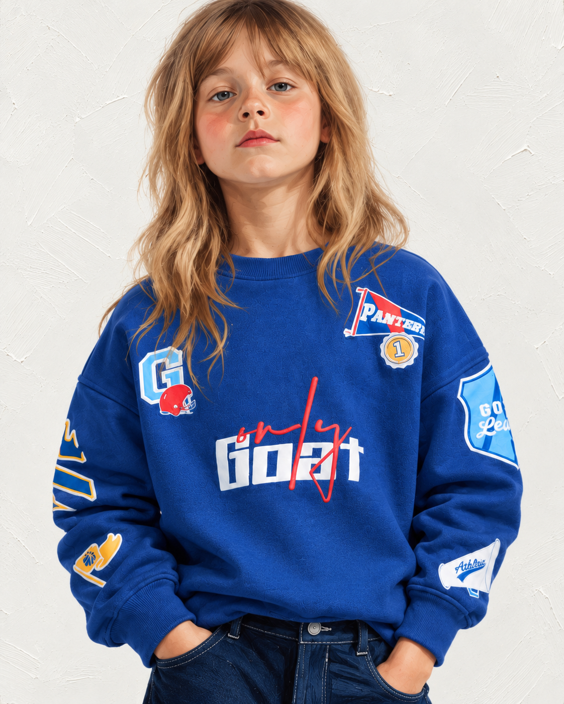 Royal Blue Patchwork Kids' Sweatshirt
