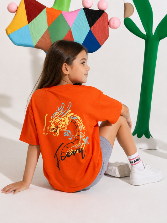 Orange Fire Dragon- Kids' T-shirt