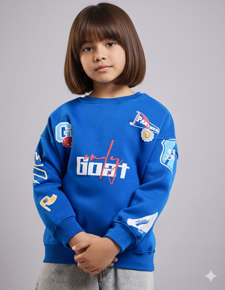 Royal Blue Patchwork Kids' Sweatshirt