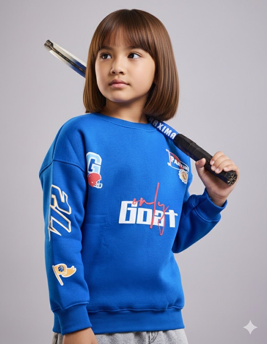 Royal Blue Patchwork Kids' Sweatshirt