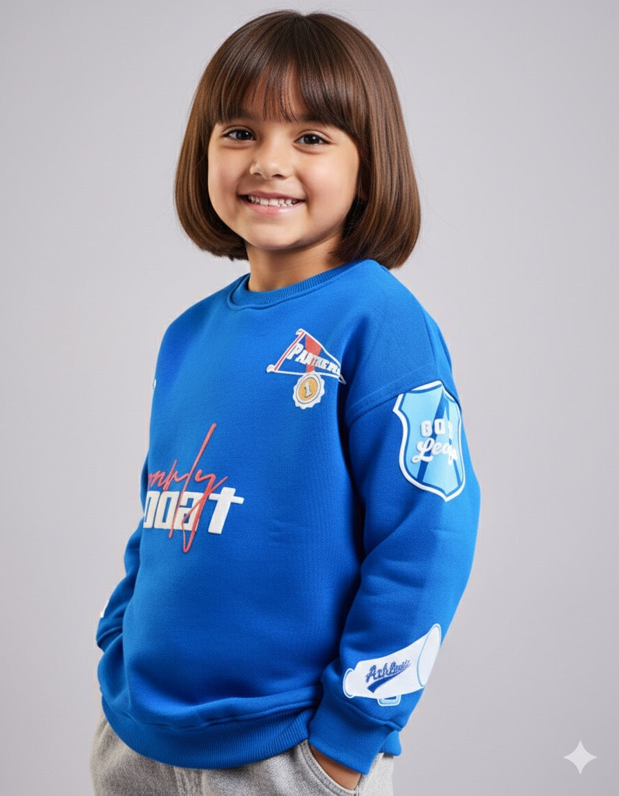 Royal Blue Patchwork Kids' Sweatshirt
