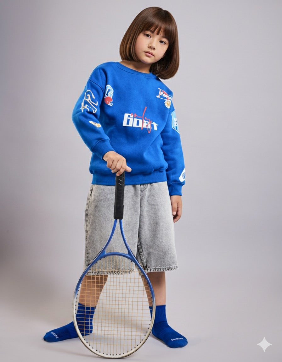 Royal Blue Patchwork Kids' Sweatshirt