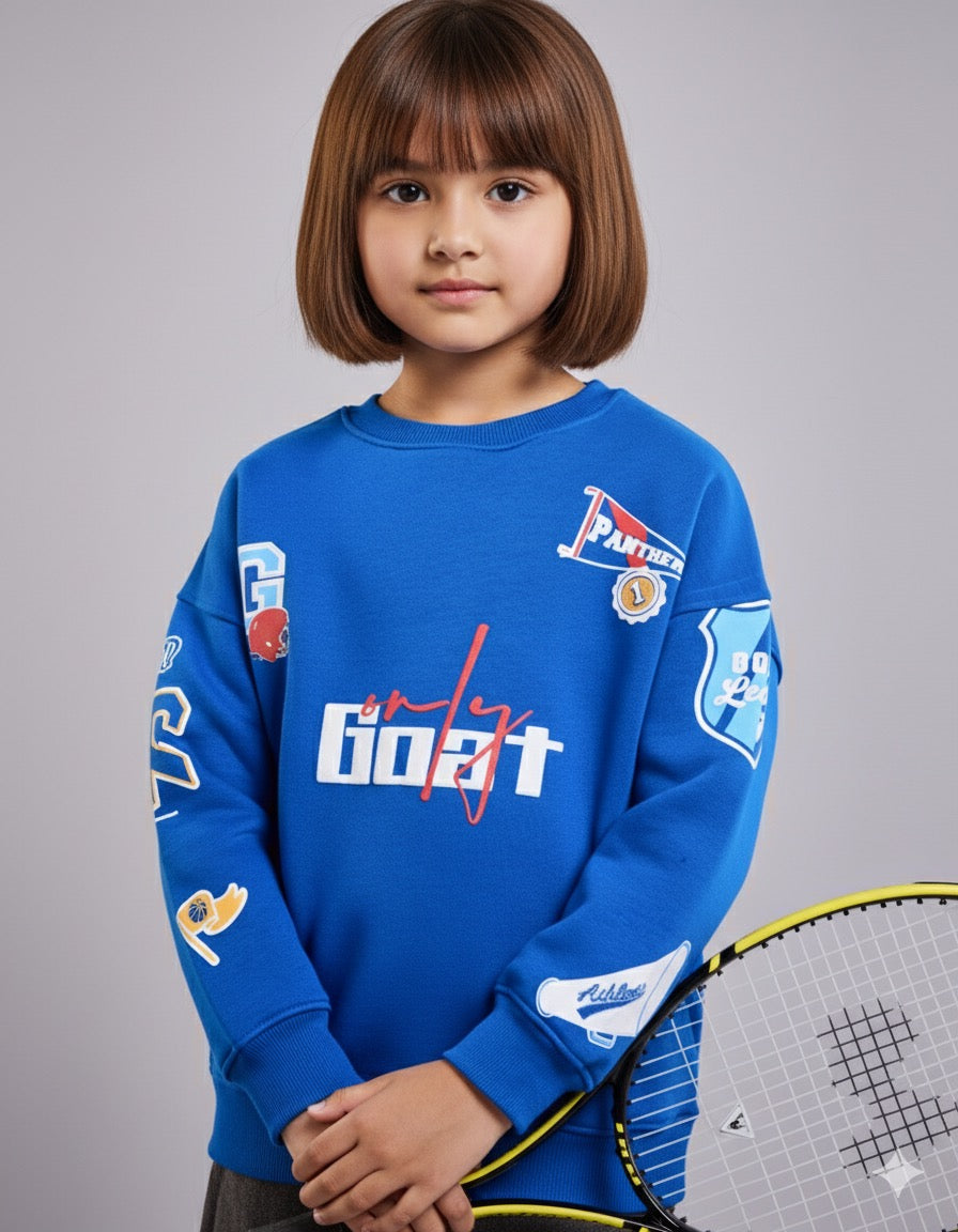 Royal Blue Patchwork Kids' Sweatshirt