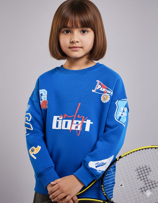 Royal Blue Patchwork Kids' Sweatshirt