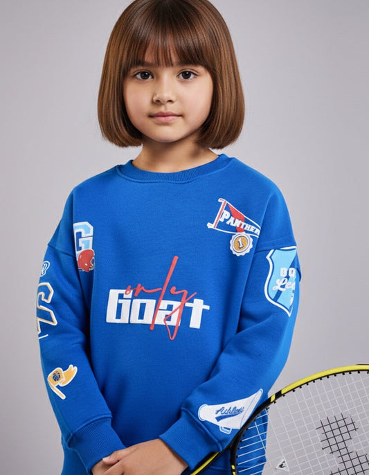 Royal Blue Patchwork Kids' Sweatshirt