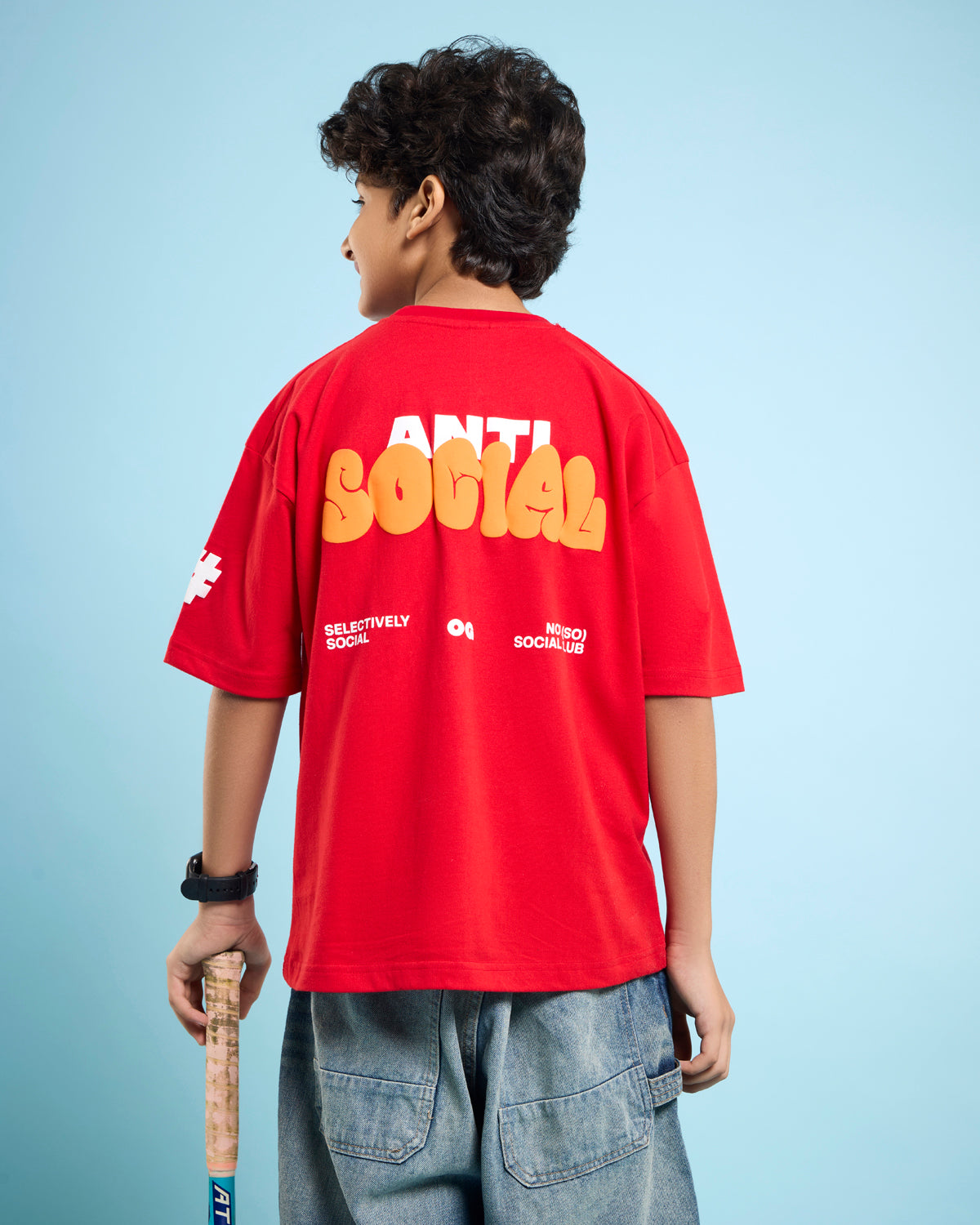 Red Anti social -Kids' T-shirt