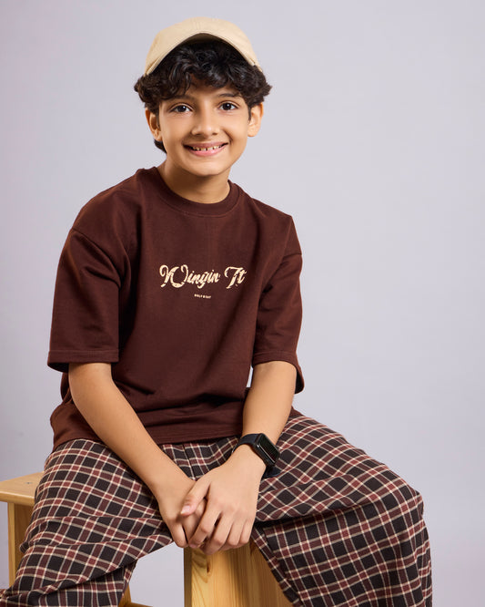 Wingin It – Brown Bird Print Kids’ T-Shirt