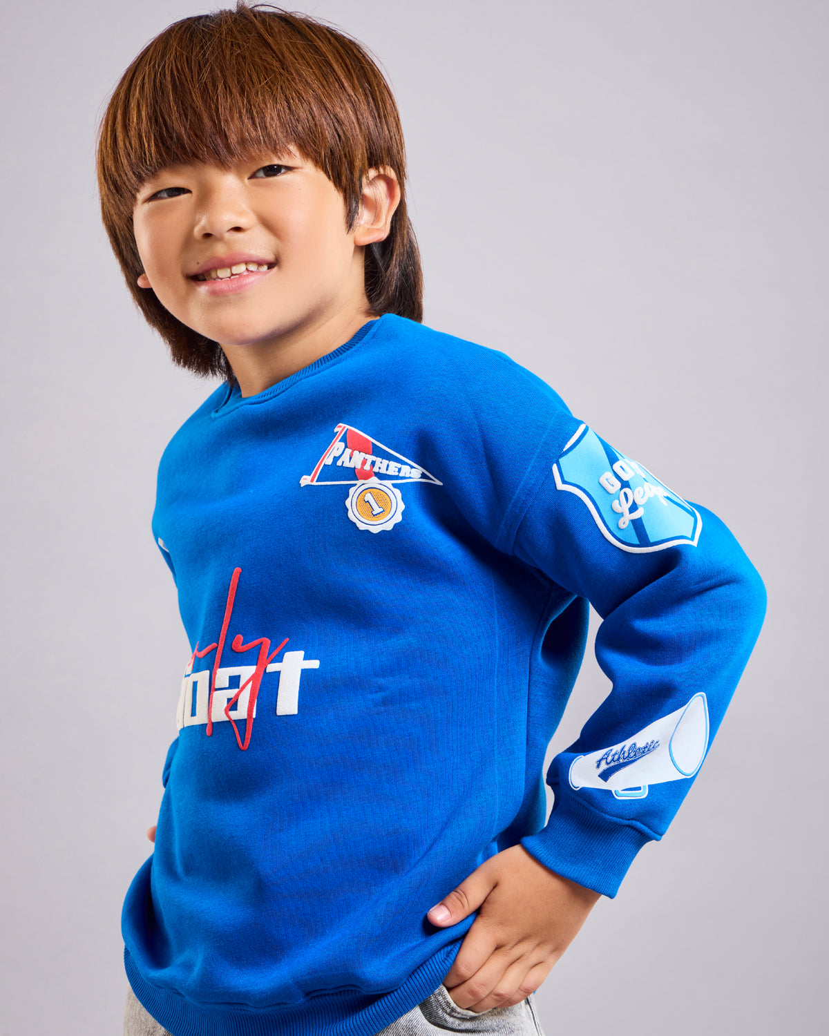 Royal Blue Patchwork Kids' Sweatshirt