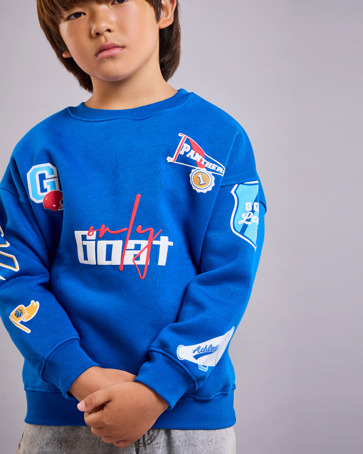 Royal Blue Patchwork Kids' Sweatshirt