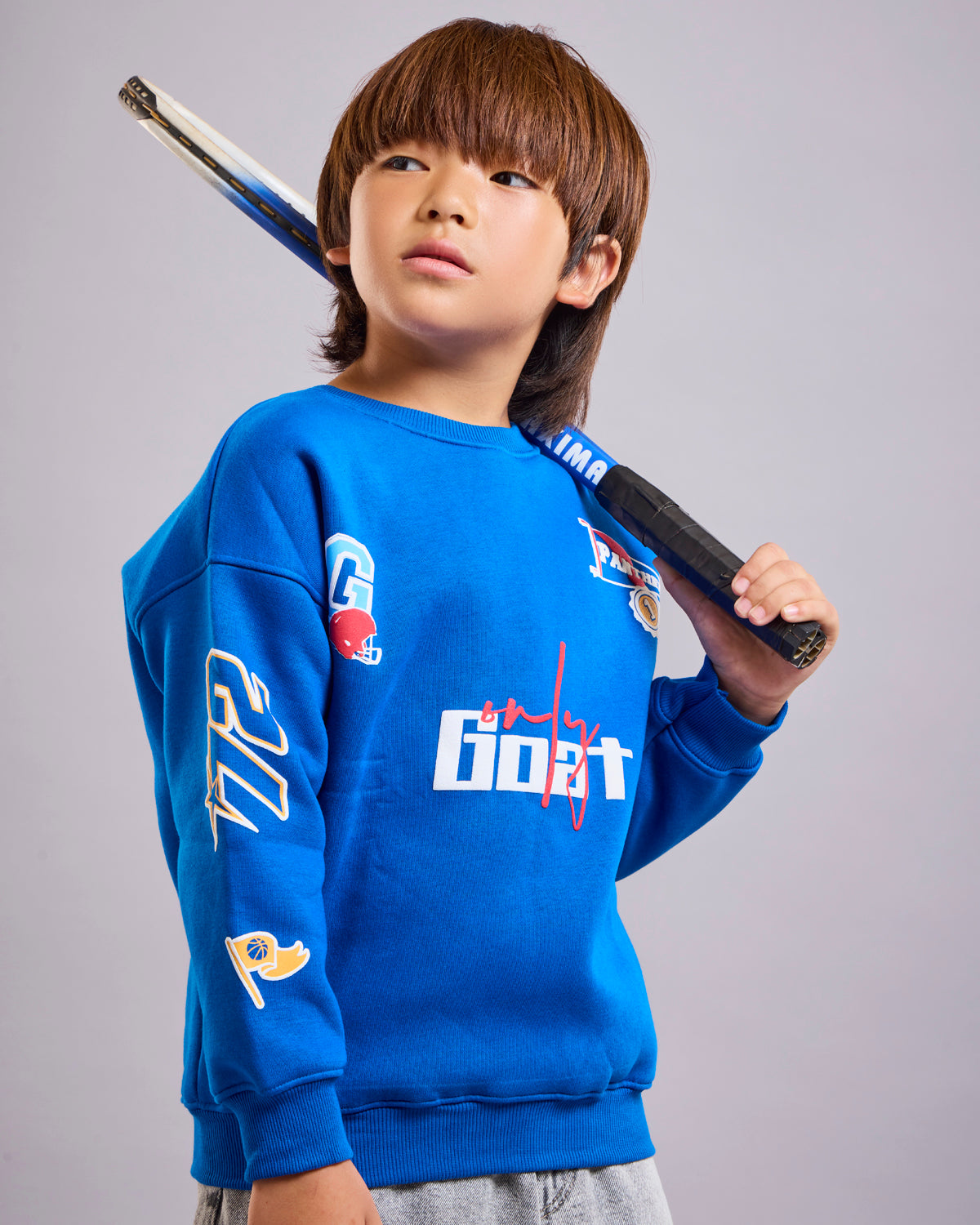 Royal Blue Patchwork Kids' Sweatshirt