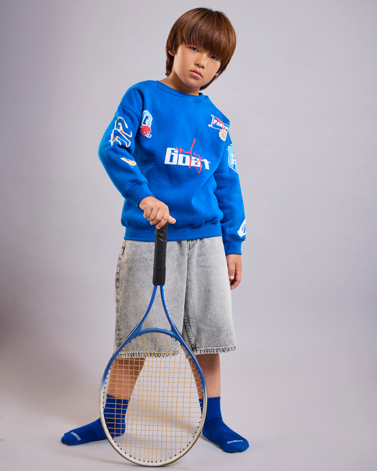 Royal Blue Patchwork Kids' Sweatshirt