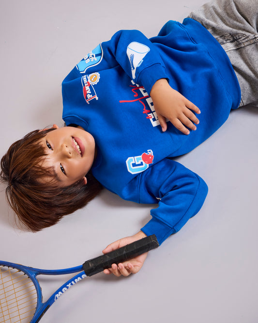 Royal Blue Patchwork Kids' Sweatshirt