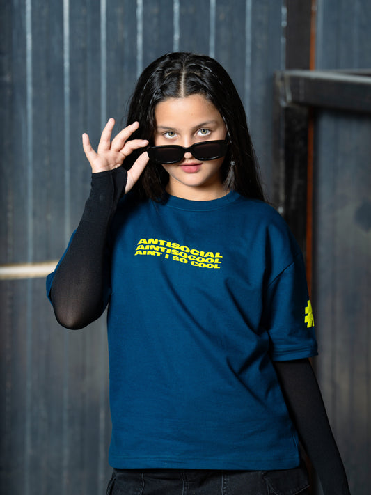 Teal Anti social T-shirt