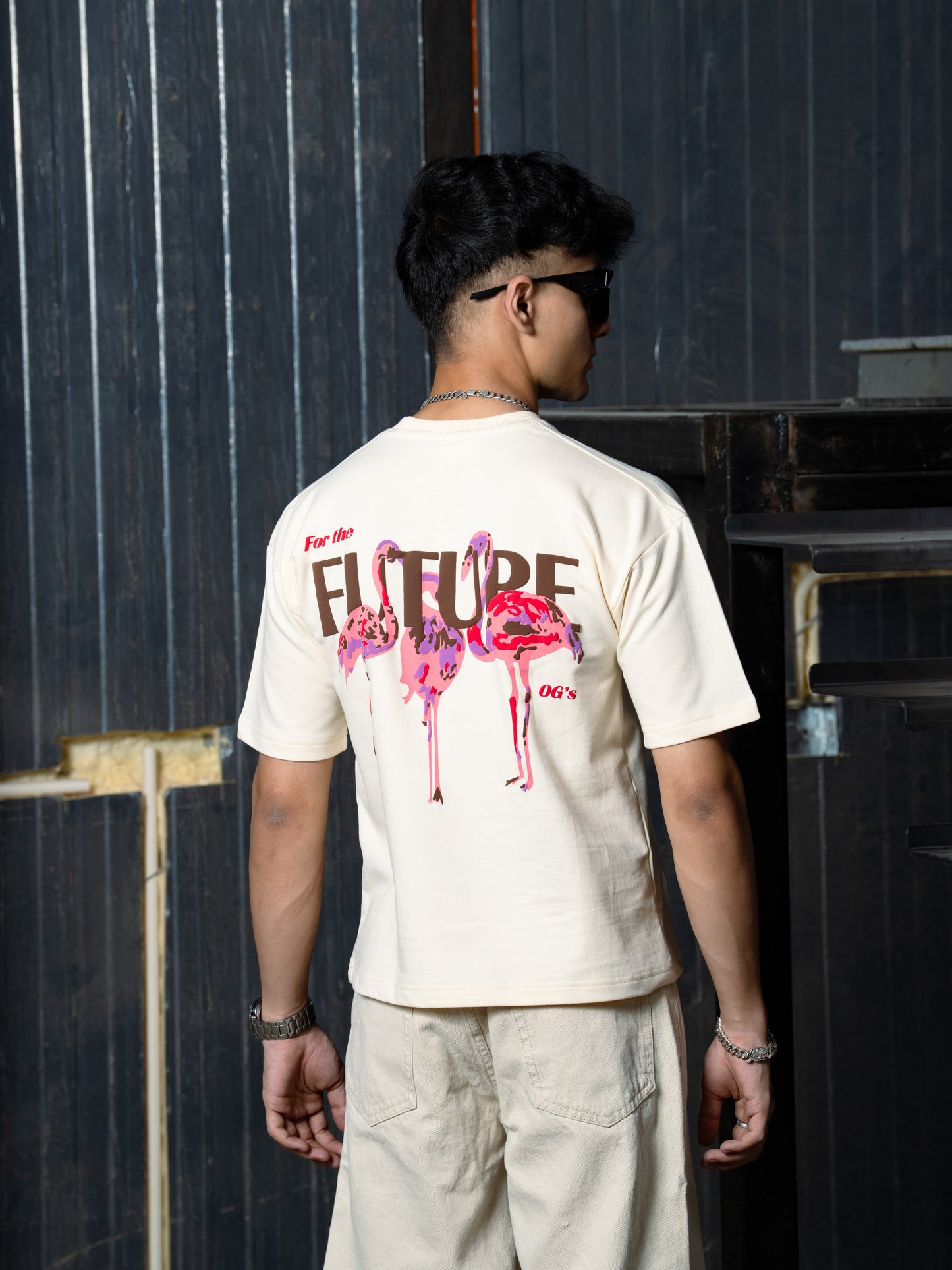 Beige(Cream) Flamingo- Kids' T-shirt