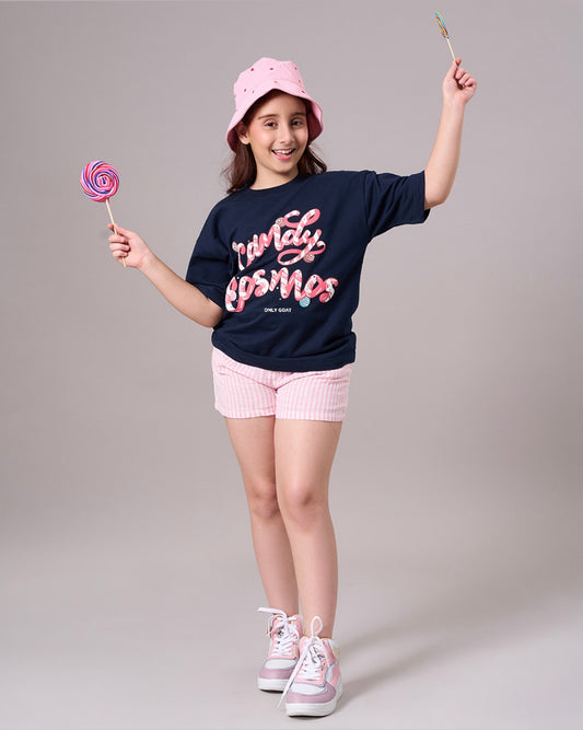 Navy Blue Candy Cosmos Kids’ T-Shirt