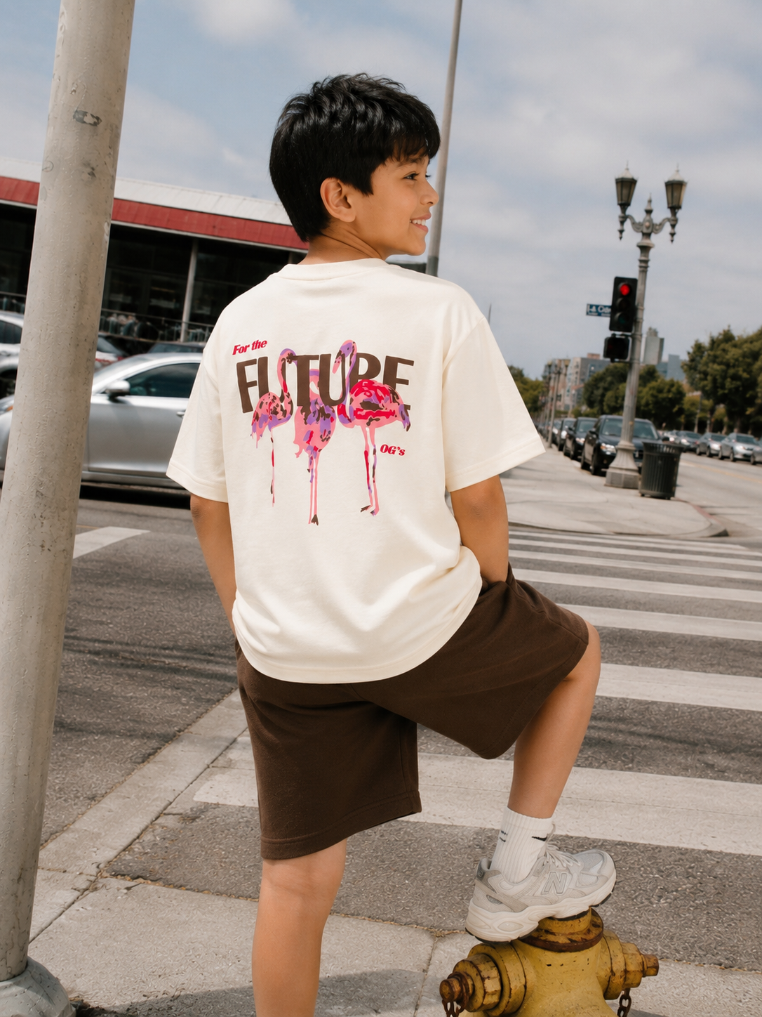 Beige(Cream) Flamingo- Kids' T-shirt