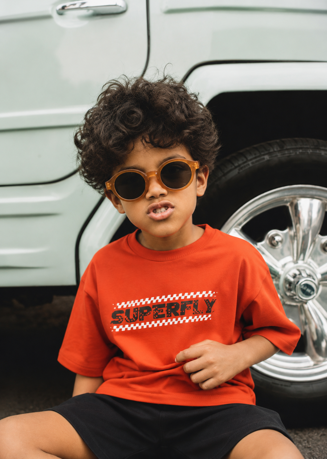 Orange Superfly –Car Print Kids' T-Shirt