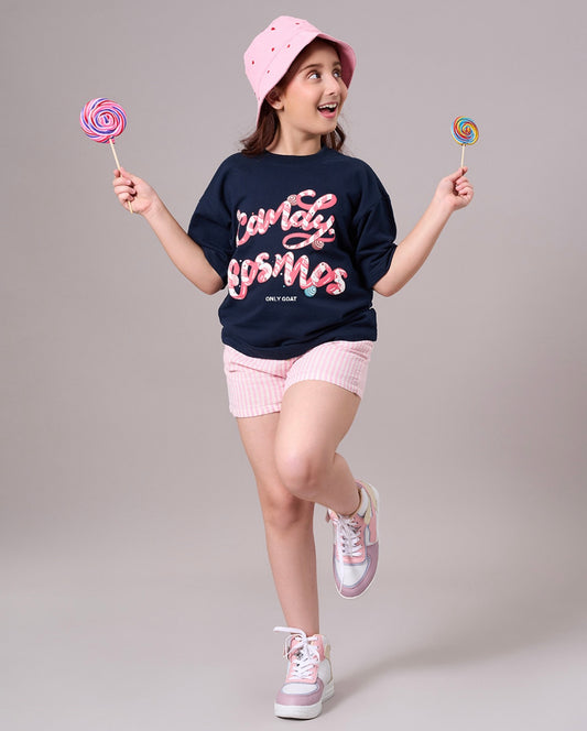Navy Blue Candy Cosmos Kids’ T-Shirt