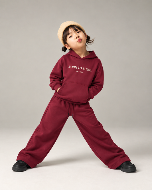 OG Maroon “Born To Shine” Hoodie Co-ord Set