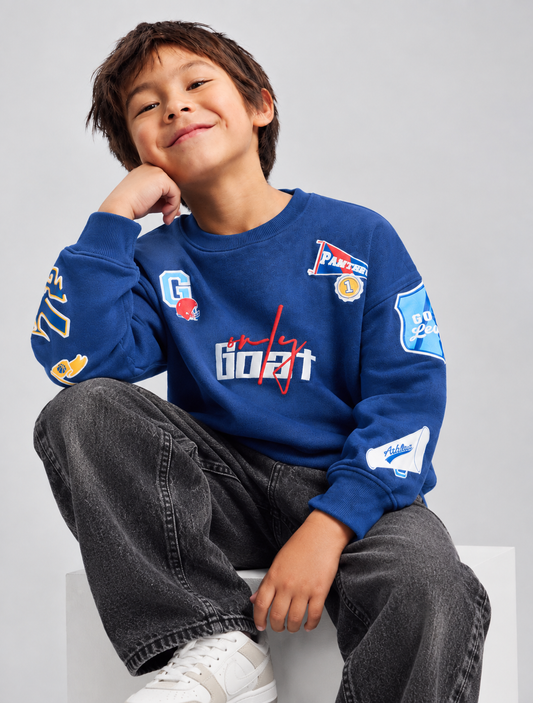 Royal Blue Patchwork Kids' Sweatshirt