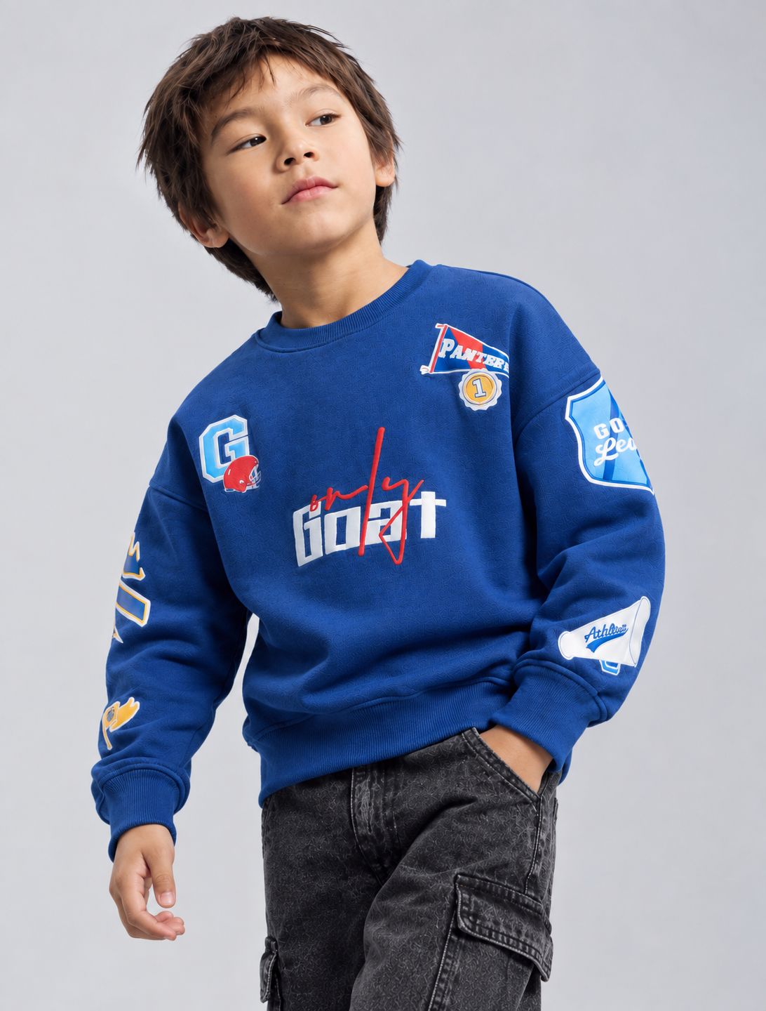 Royal Blue Patchwork Kids' Sweatshirt