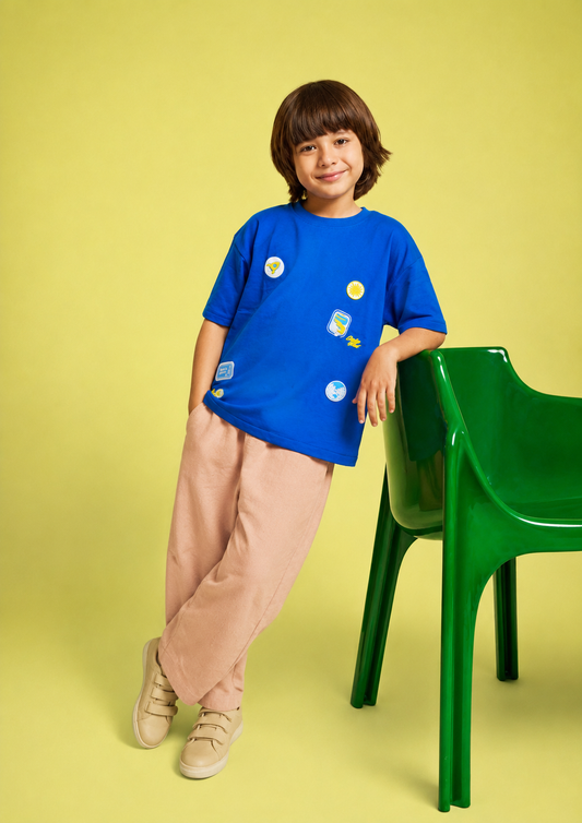 Royal blue Patchwork –Kids’ T-Shirt