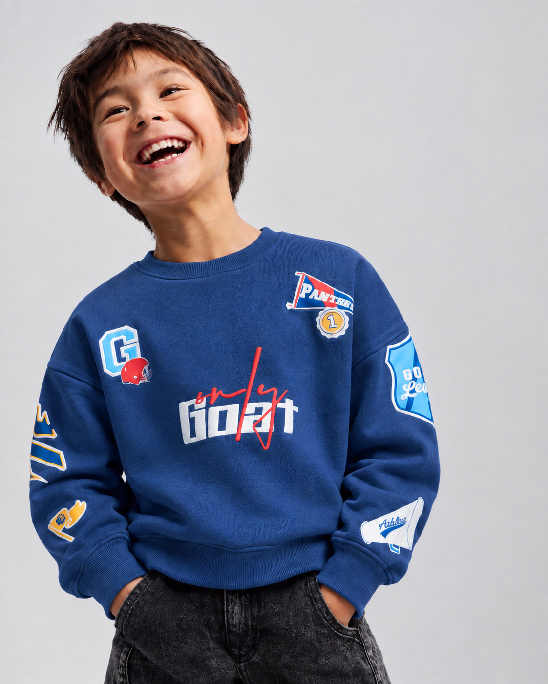 Royal Blue Patchwork Kids' Sweatshirt