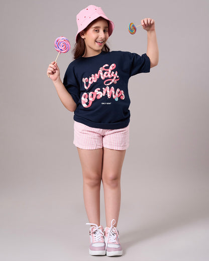 Navy Blue Candy Cosmos Kids’ T-Shirt