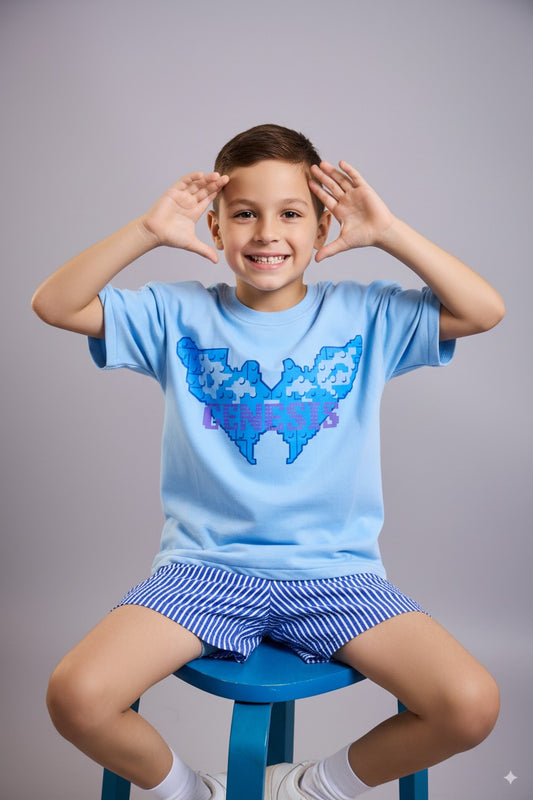 Genesis Butterfly – Sky Blue Kids’ T-Shirt