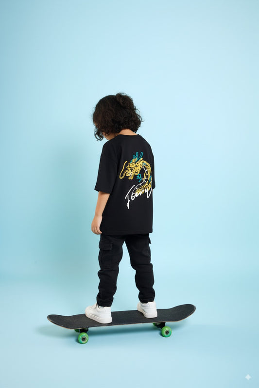 Black Fire Dragon- Kids' T-shirt