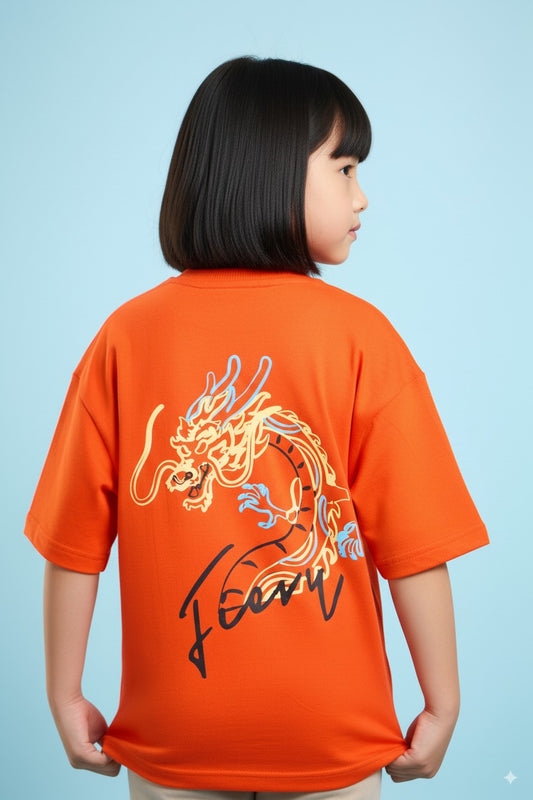 Orange Fire Dragon- Kids' T-shirt