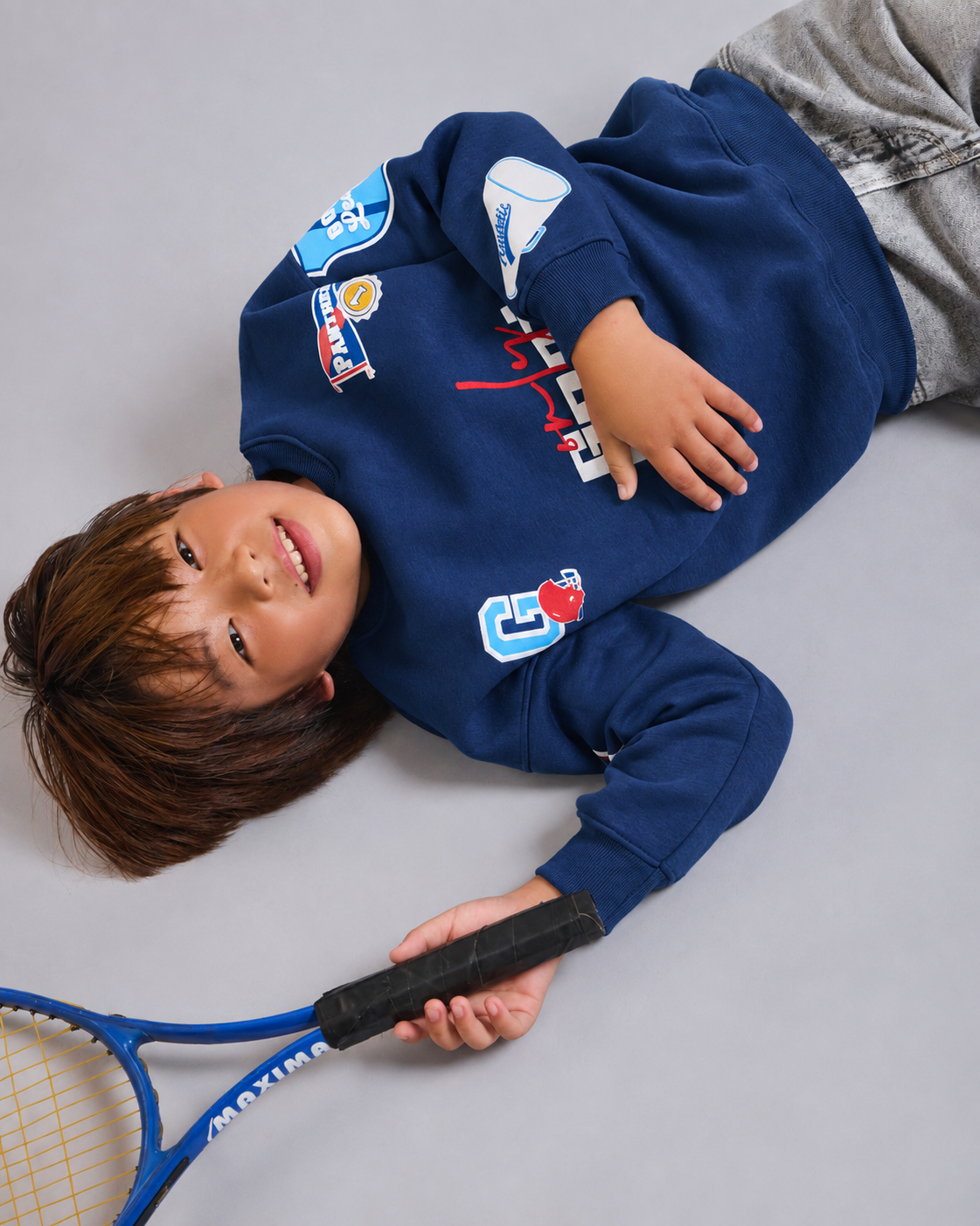 Royal Blue Patchwork Kids' Sweatshirt
