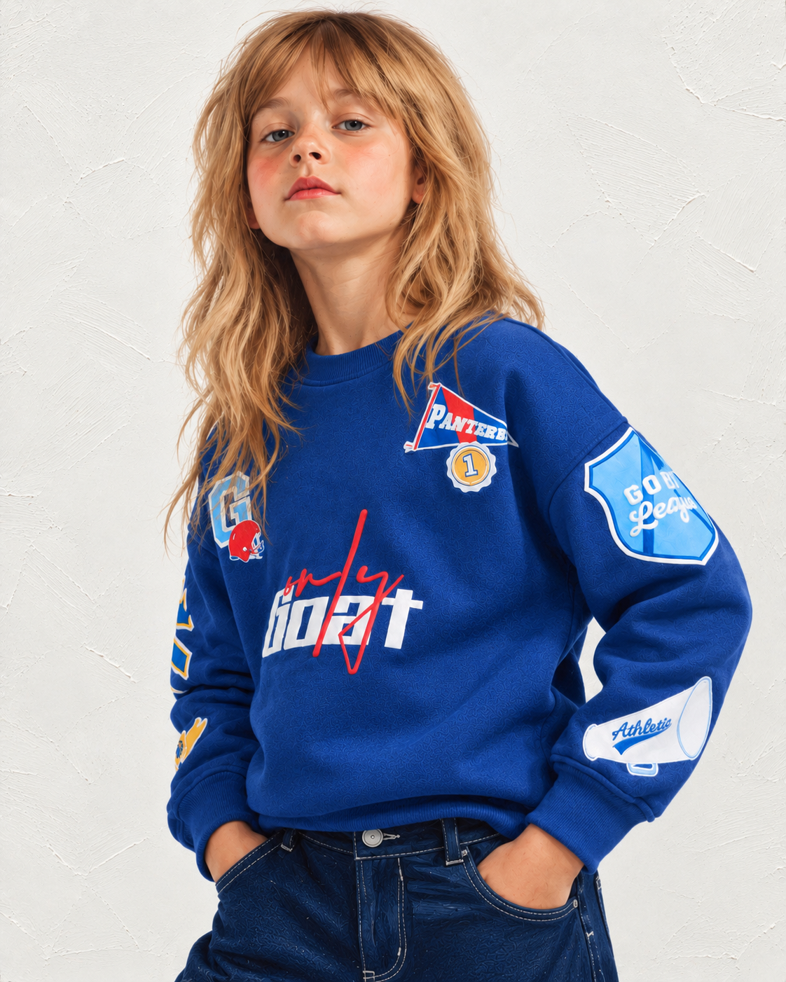 Royal Blue Patchwork Kids' Sweatshirt