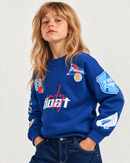 Royal Blue Patchwork Kids' Sweatshirt