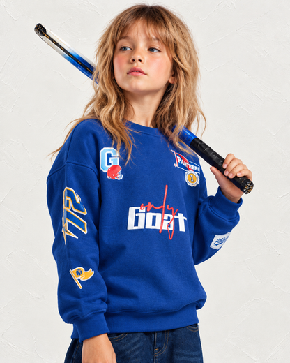 Royal Blue Patchwork Kids' Sweatshirt