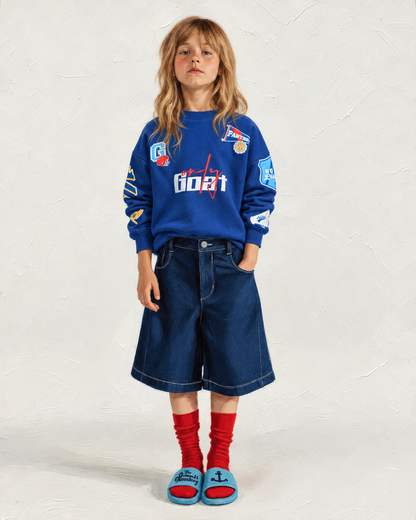 Royal Blue Patchwork Kids' Sweatshirt