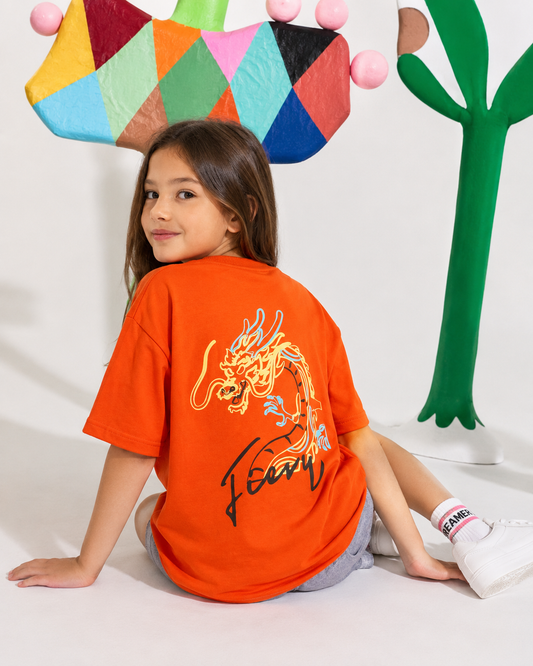 Orange Fire Dragon- Kids' T-shirt