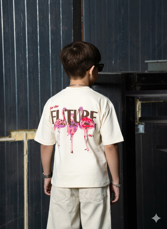 Beige(Cream) Flamingo- Kids' T-shirt