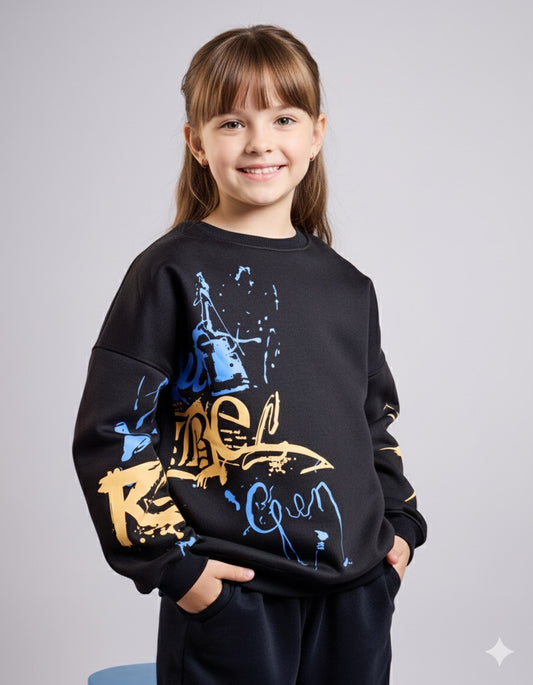Black Graffiti Kids' Sweatshirt