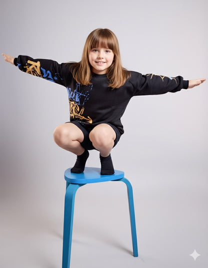 Black Graffiti Kids' Sweatshirt